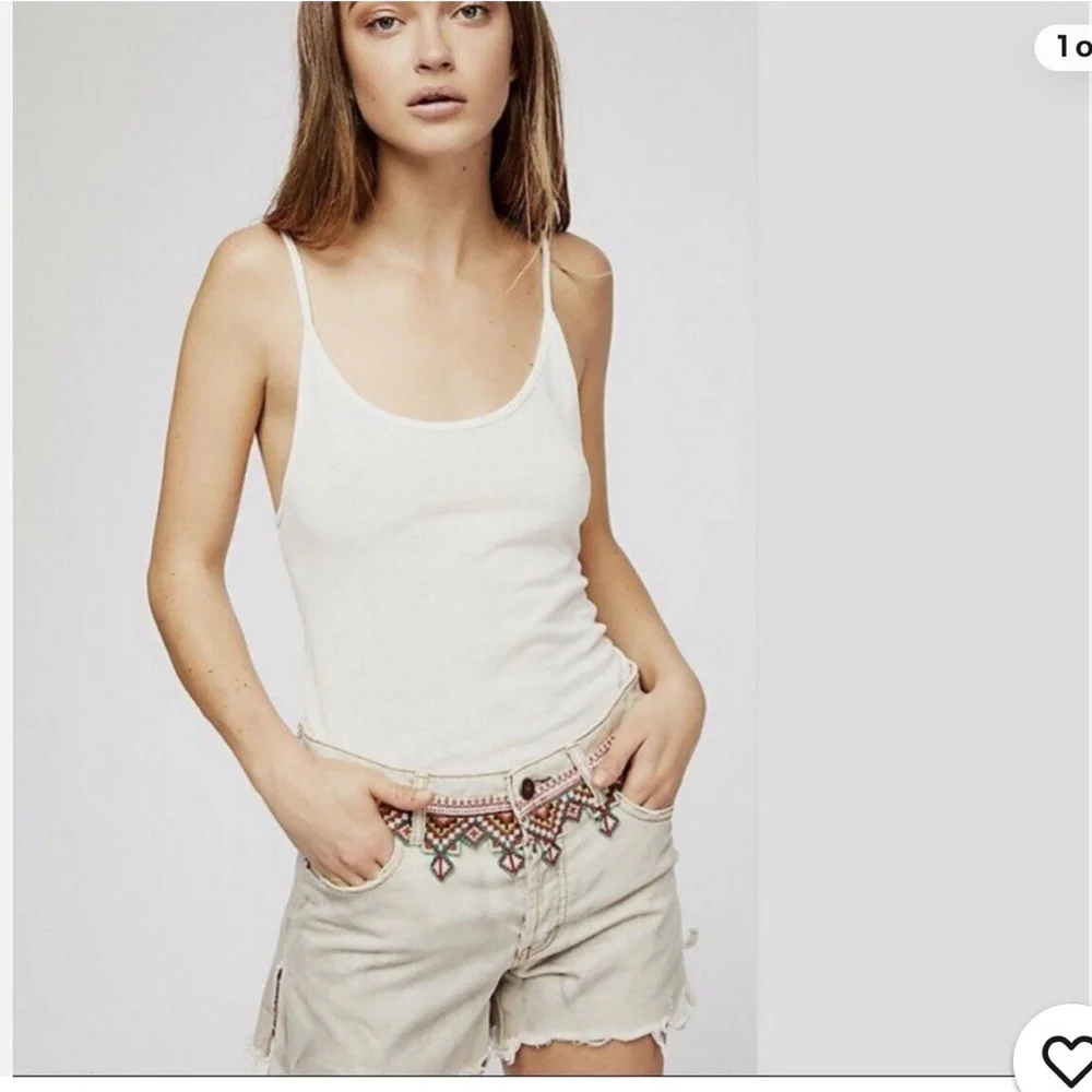 FREE PEOPLE We The Free Aztek Borderline denim shorts